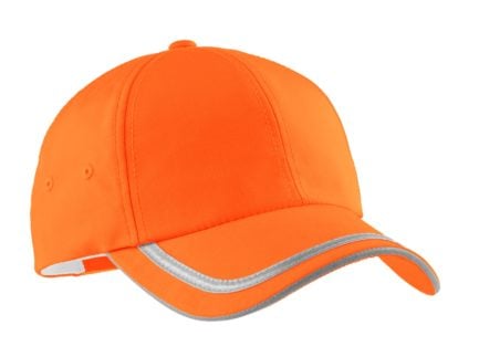 Safety Orange With Reflective stripe visibility Cap