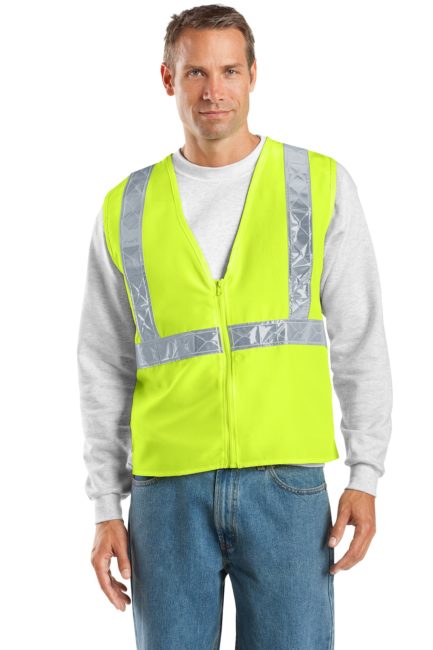 Safety Yellow Zip up vest with reflective tape