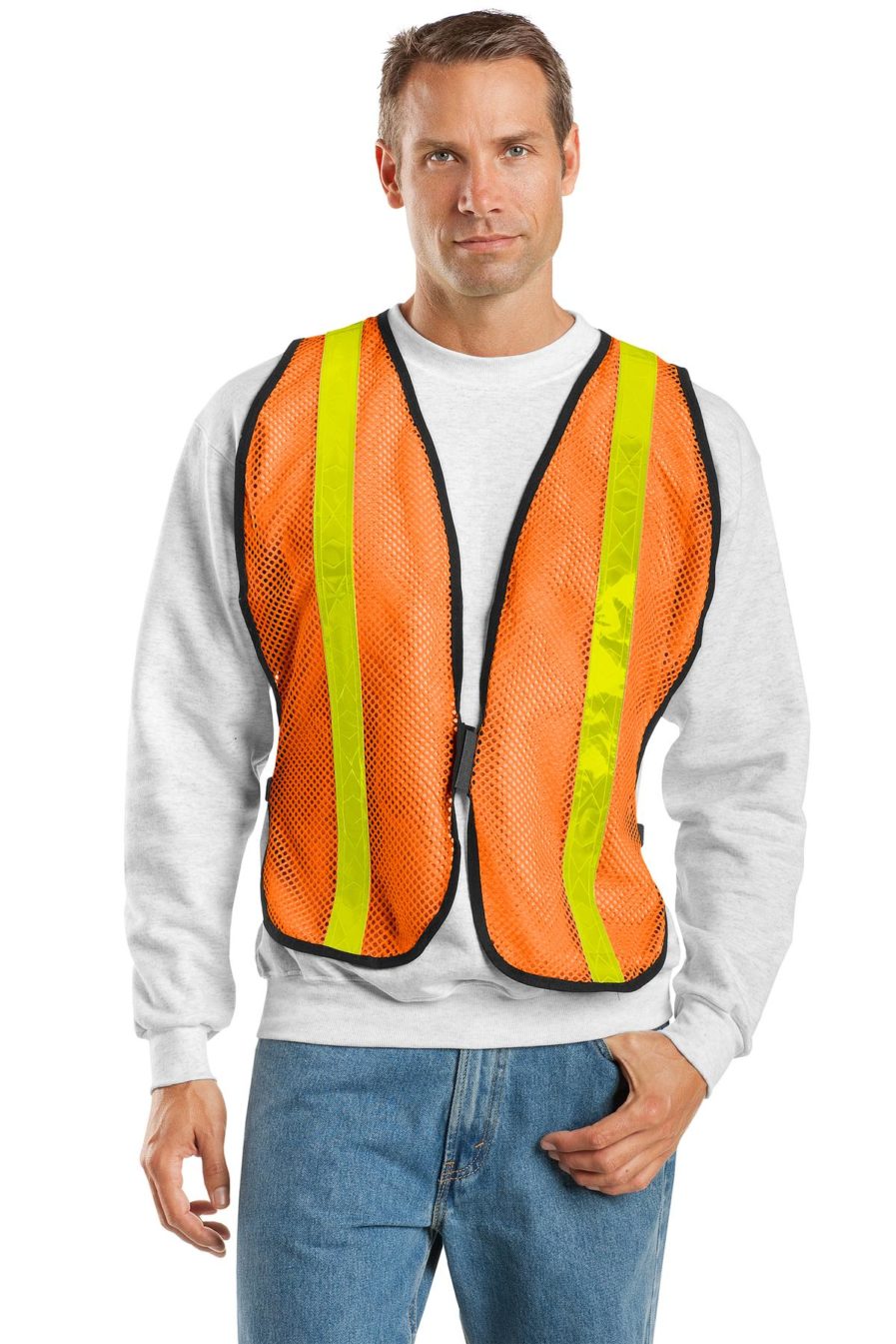safety orange Mesh with Safety yellow reflective tape