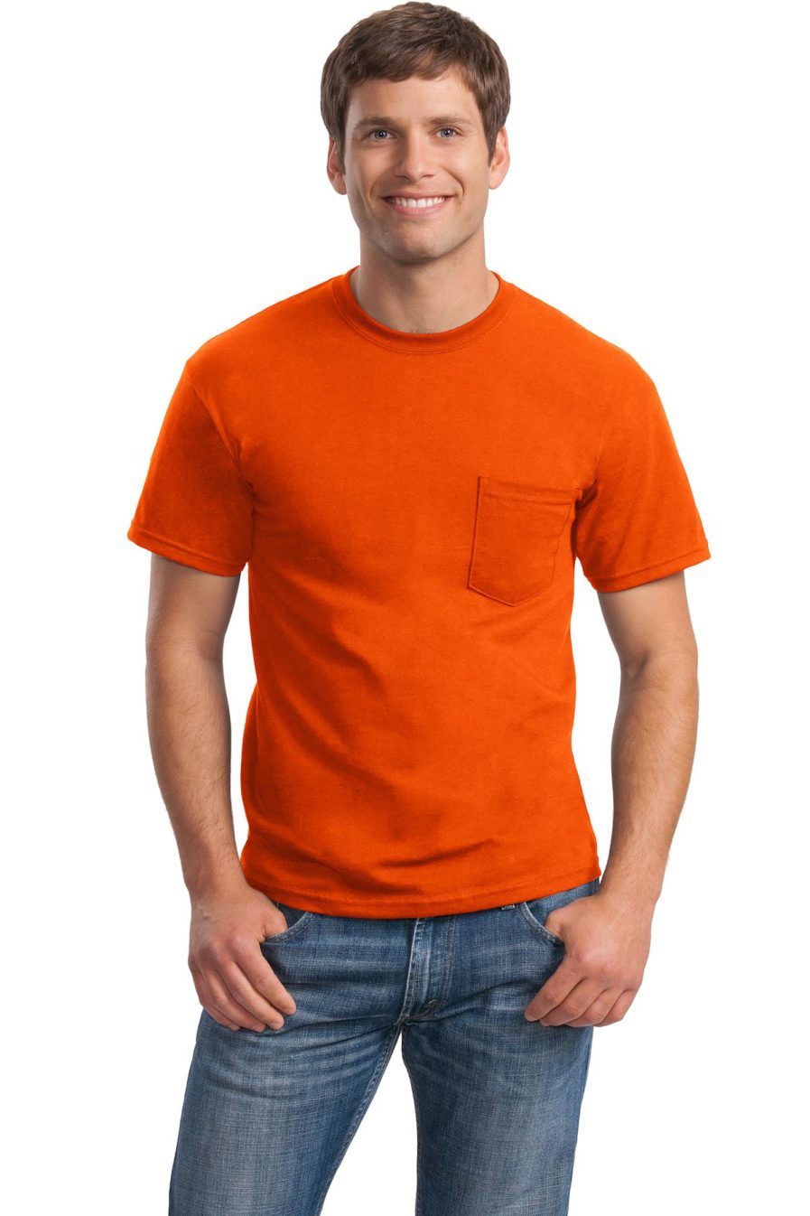 Safety Orange 50/50 gildan blend with pocket