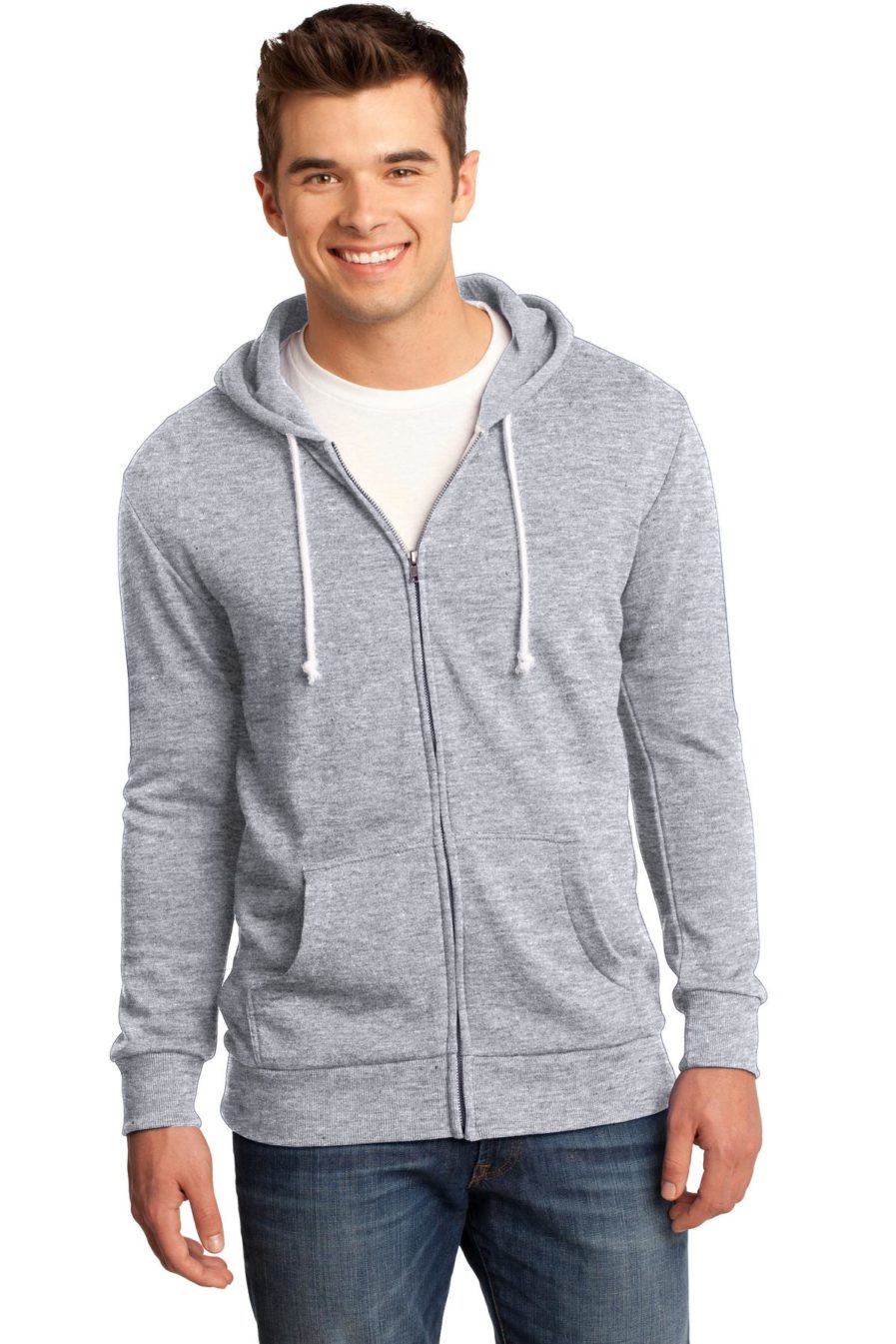 DT190 - District - Young Mens Core Fleece Full-Zip Hoodie - Safari Sun