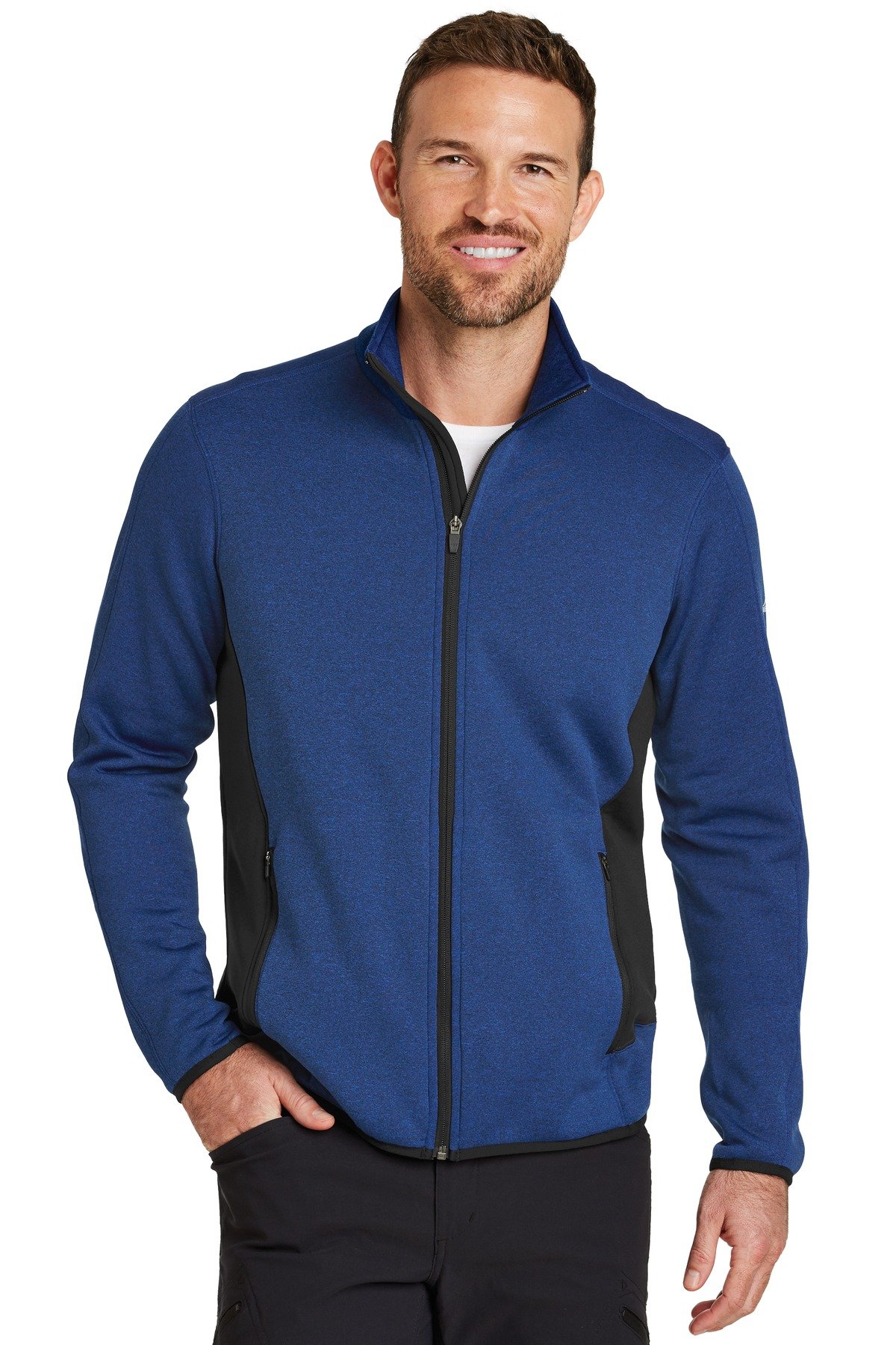 EB238 Eddie Bauer FullZip Heather Stretch Fleece Jacket Safari Sun