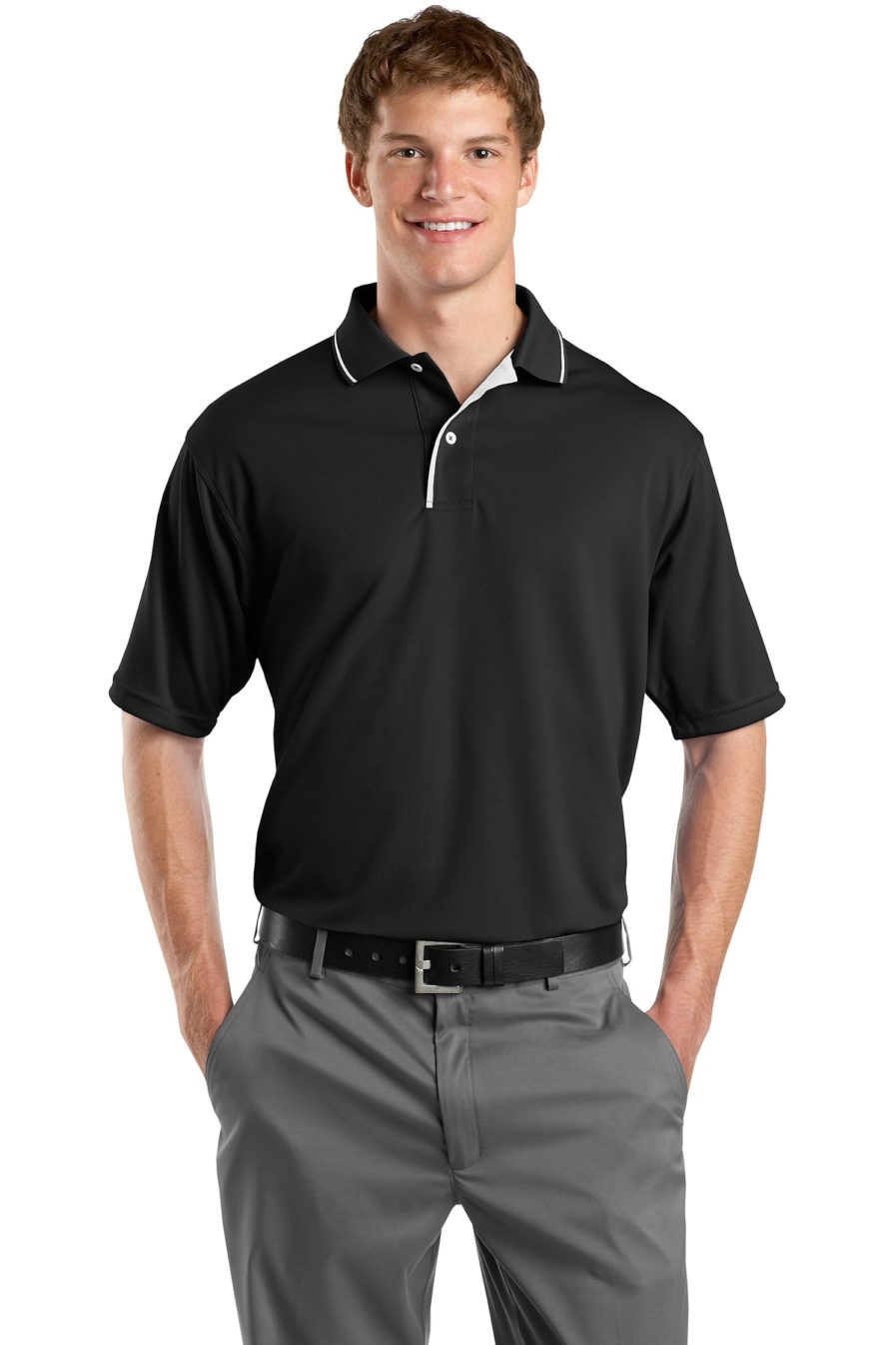 K467 - Sport-Tek Dri-Mesh Polo with Tipped Collar and Piping - Safari Sun