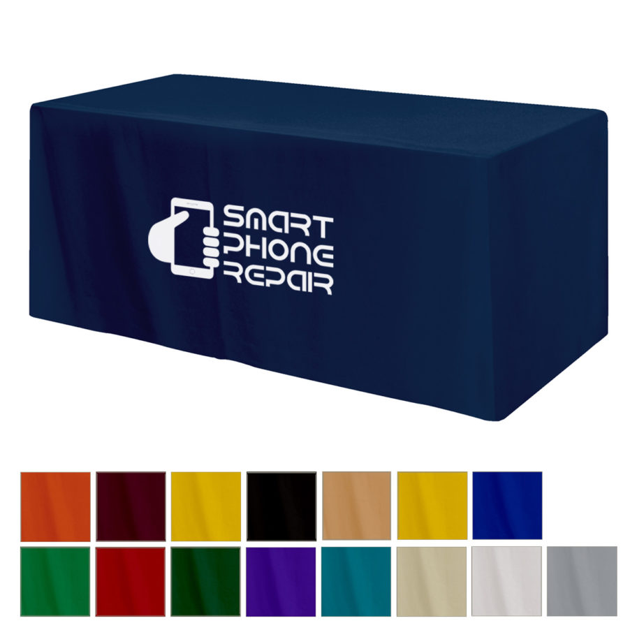 HT00XTFT36 Fitted Poly/Cotton 3sided Table Cover fits 6 standard