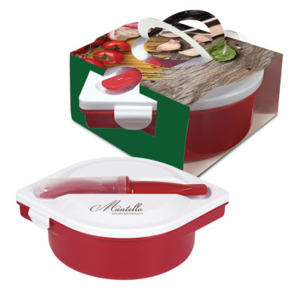 HT02124PH - Multi-Compartment Food Container And Utensils With Custom Handle Box