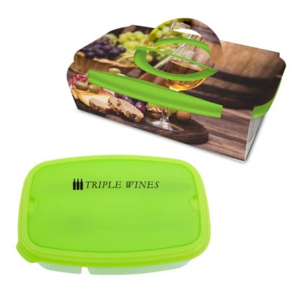 HT02126PH - 2-Section Lunch Container With Custom Handle Box