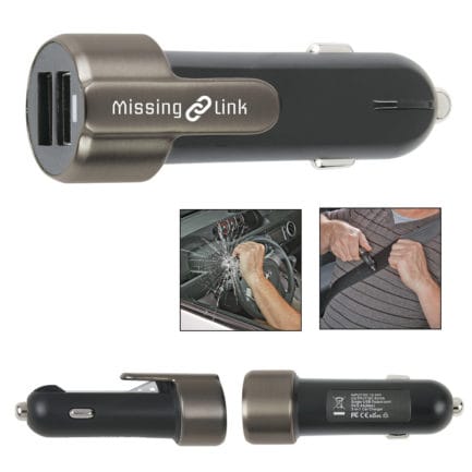 HT02608 - Car Charger With Escape Safety Tool