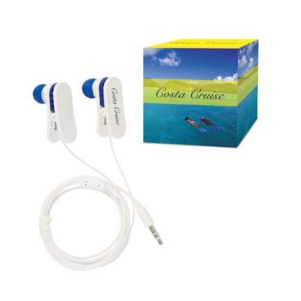 HT02766P - Earbuds With Shirt Clips With Custom Box