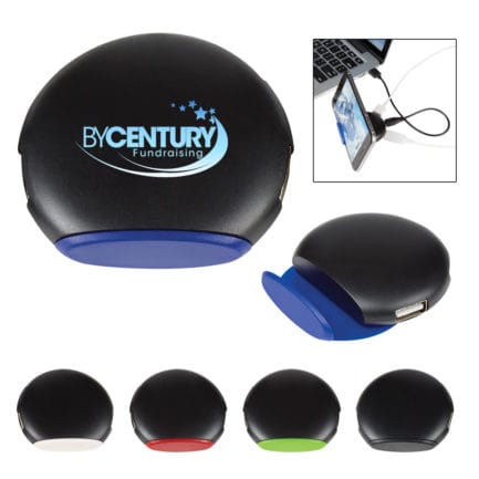 HT02841 - 4-Port Round USB Hub With Phone Stand
