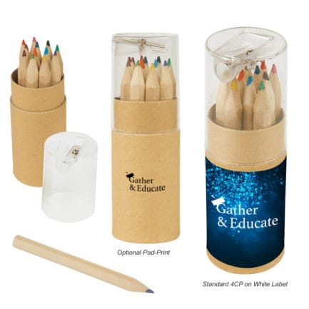 HT0452 - 12-Piece Colored Pencil Set In Tube With Sharpener