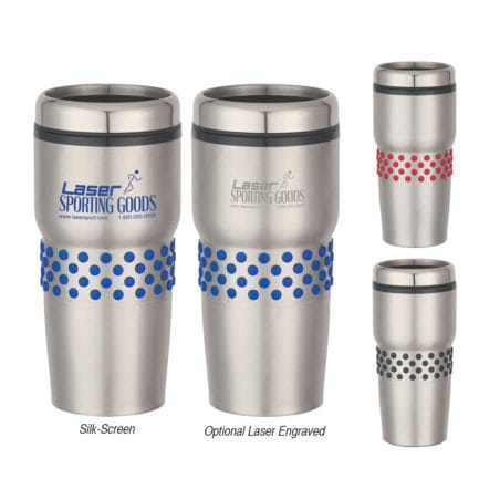 HT05857 - 16 Oz Stainless Steel Tumbler With Dotted Rubber Grips