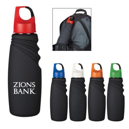 HT05913 - 24 Oz Matte Finish Crest Carabiner Sports Bottle