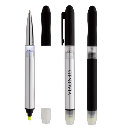 HT0605 - Illuminate 4-In-1 Highlighter Stylus Pen With LED