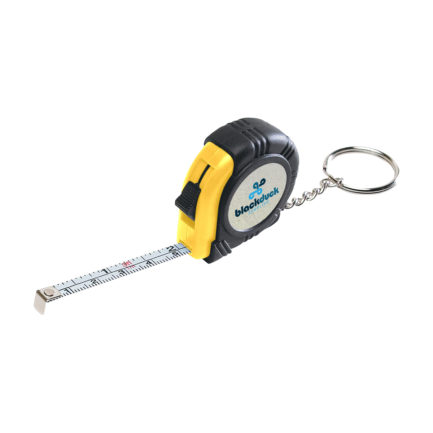 HT07313 - Rubber Tape Measure Key Tag With Laminated Label