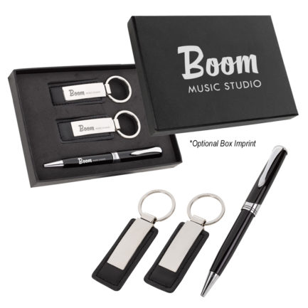 HT09958 - Executive Pen And Leatherette Key Tag Box Set