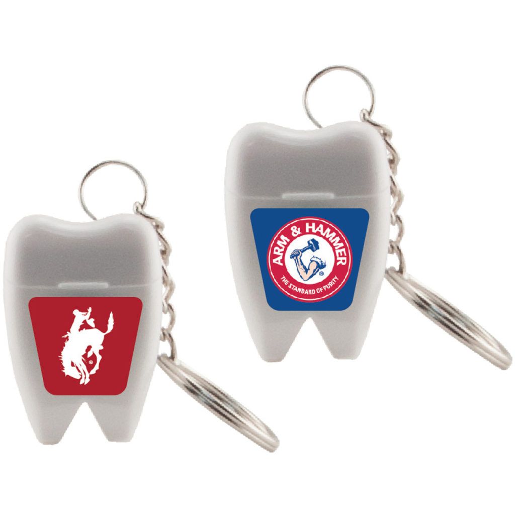 HT0TOOTHFLOSS Tooth Shaped Dental Floss Keychain Safari Sun