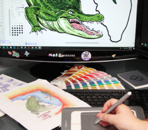 Artist Creating croc art