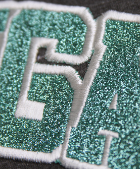 Glitter Applique close up in teal