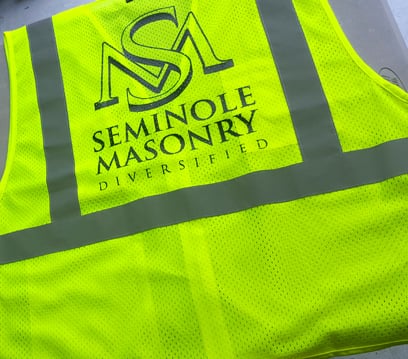 vest-seminole-masonry Seminole Masonry Construction Apparel Safety vest in Yellow