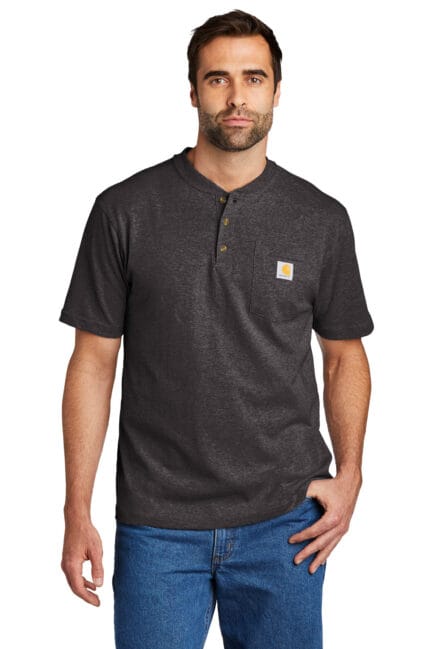 CTK84 - Carhartt Short Sleeve Henley T-Shirt - L, Carbon Heather