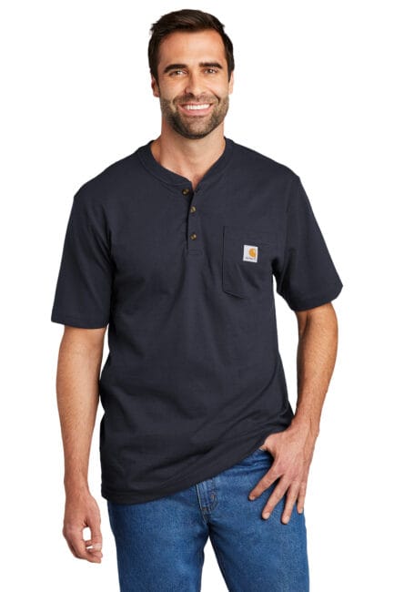 CTK84 - Carhartt Short Sleeve Henley T-Shirt - L, Navy