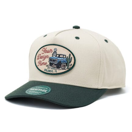 Stone - Dark Green Color Printed Leather Patch Legacy Cap