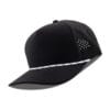 R615-MP Metal Patch 10/10 5 Panel Rope Hats - Black (White Rope/Black Stripes)