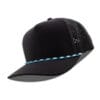 R615-MP Metal Patch 10/10 5 Panel Rope Hats - Black (Light Blue Rope/Black Stripes)