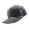 R615-MP Metal Patch 10/10 5 Panel Rope Hats - Dark Grey (Light Grey Rope/Black Stripes)