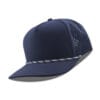 R615-MP Metal Patch 10/10 5 Panel Rope Hats - True Navy (Black Rope/White Stripes)