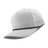 R615-MP Metal Patch 10/10 5 Panel Rope Hats - White (Black Rope/White Stripes)