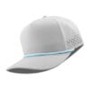 R615-MP Metal Patch 10/10 5 Panel Rope Hats - White (Light Blue Rope)