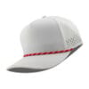 R615-MP Metal Patch 10/10 5 Panel Rope Hats - White (Red Rope/Navy & White Stripes)