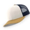 112-MP Richardson Metal Patch Trucker Cap - Cream/ Navy/ Amber Gold