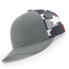 112P-LP Richardson Leather Patch Pattern Trucker Cap - Heather Grey/ Flag