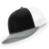 112-MP Richardson Metal Patch Trucker Cap - Black/ White/ Heather Grey