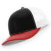 112-MP Richardson Metal Patch Trucker Cap - Black/ White/ Red