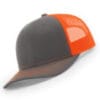 112-MP Richardson Metal Patch Trucker Cap - Charcoal/ Neon Orange