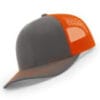 112-MP Richardson Metal Patch Trucker Cap - Charcoal/ Orange