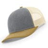 112-MP Richardson Metal Patch Trucker Cap - Heather Grey/ Birch/ Amber Gold