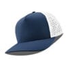 615-LP Leather Patch 10/10 5 Panel Hats - Deep Blue/ White