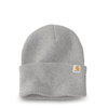 CT104597-LP Carhartt Watch Cap 2.0 Leather Patch Beanie - CT104597 Heather Grey
