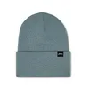 SS1001-LP Safari Sun - Leather Patch Cuffed Acrylic Beanie - Crafted in USA - SS1001 Smoke Blue